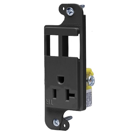 Hubbell Wiring Device-Kellems J-Load Media Outlet, 20A 125V Tamper Resistant Receptacle, 2-Port, Decorator Frame, Black RJ62BKTR
